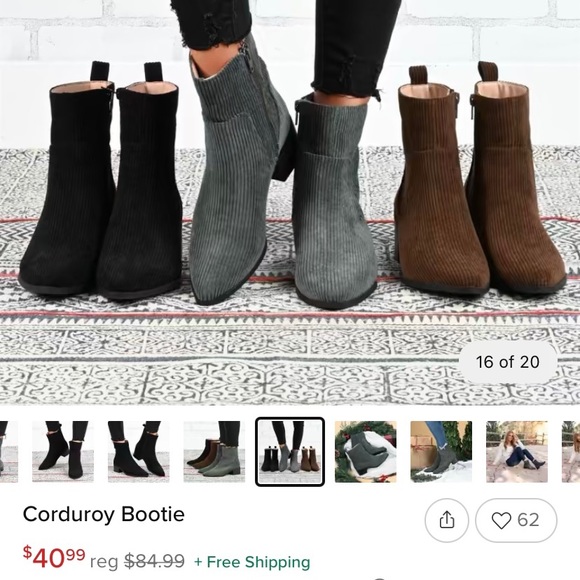 Black Journey + Crew Corduroy Booties - Picture 2 of 7